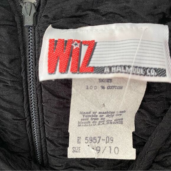 Wiz Vintage 80s Black Bow Tiered Ruffle Heart Dress size 9/10 medium - Picture 8 of 9